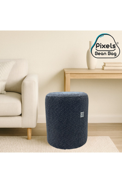 PixelsBeanBag Large round ottoman in boucle fabric from Pixel Bean Bag, for living room and bedroom