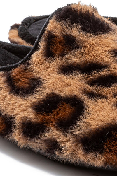 Twigy Papuci de casă de pluș pentru femei Leopard Negru 37/41