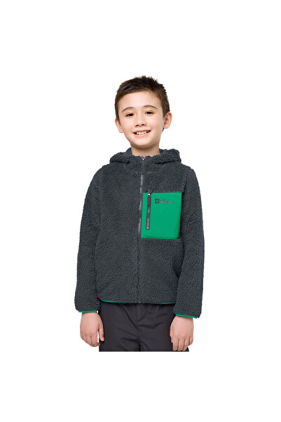 Jack Wolfskin جاكيت Ice Curl Hood Jacket K للجنسين للأطفال باللون الرمادي جاكيت صوف للأطفال للجنسين