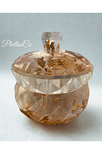 Phellos Resin Decorative Box with Gold Detailing |   Jewelry, Candle, Candy, Buckle and Button Storage Box,
