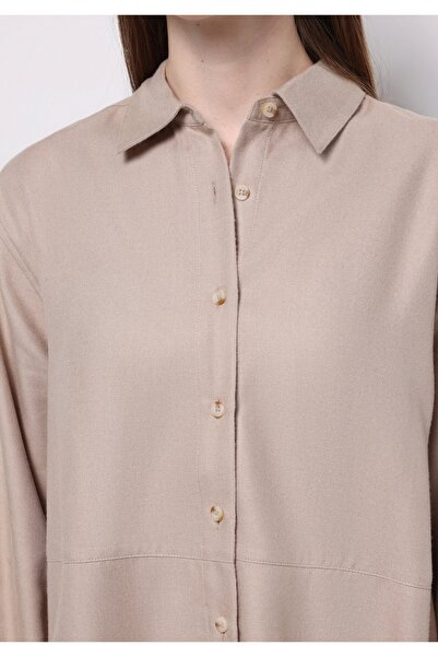 Colin's Cămașă Relax Fit Gât simplu Cămașă cu mânecă lungă pentru femei, bej
