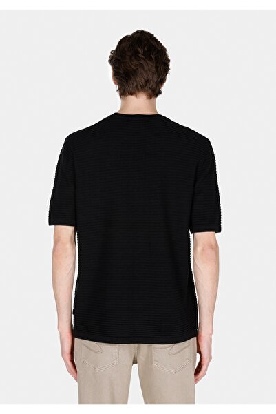 Colin's Ανδρικό μαύρο κοντομάνικο πουλόβερ Comfort Fit με στρογγυλή λαιμόκοψη