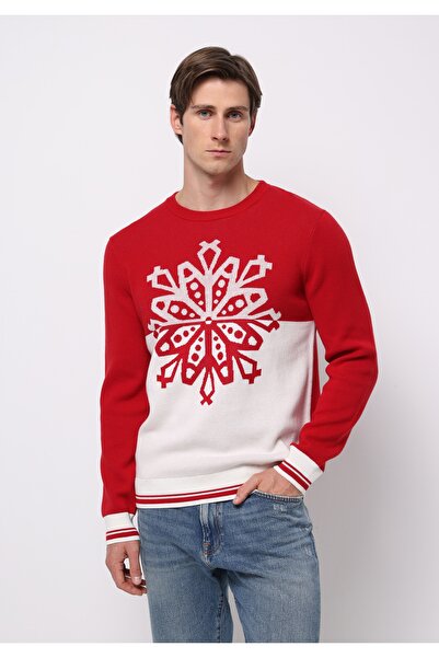 Colin's Regular Fit Round Neck Jacquard Men's Red Sweater