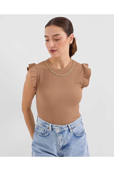 Modamorfo 0430 Πλεκτή Μπλούζα - Camel