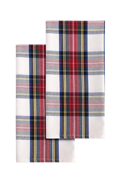 OKRA HOME Yeni Yıl Temalı Kırmızı Yeşil Ekoseli Mutfak Peçetesi 2li Set (50×70 cm)