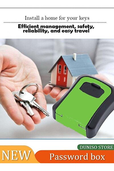 Generic 4-Digit Key Lock Box — Outdoor Waterproof Wall-Mounted Key Safe (Black/Green)