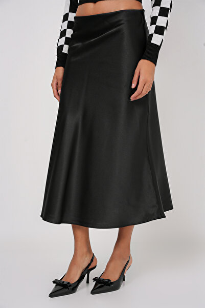 Modamorfo 15806 Satin Skirt - Black