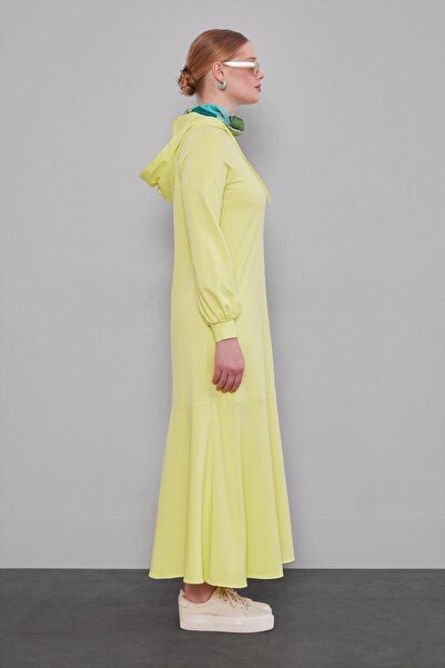 Levidor Water Green Hooded Dress with Hidden Pocket Detail