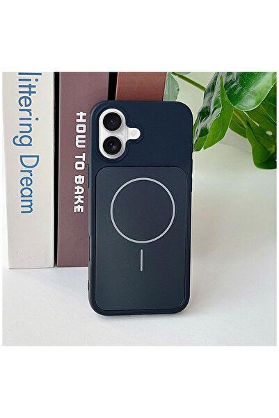 Zebana Apple iPhone 16 Uyumlu Kılıf Elista M-Safe Silikon Kılıf Siyah