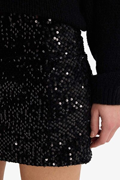 DeFacto Μίνι φούστα με παγιέτες με κανονική επένδυση μέσης G7004AX25AU