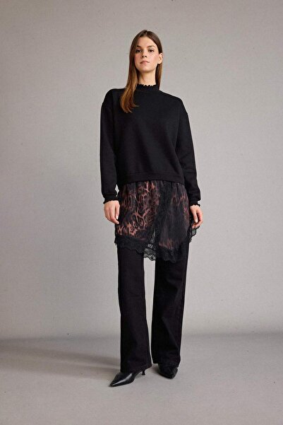 DeFacto Crew Neck Leopard Patterned Sweatshirt G6561Ax25Wn