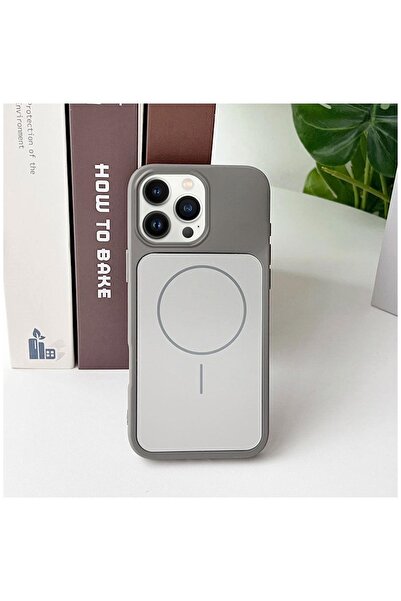 Zebana Apple iPhone 16 Pro Compatible Case Elista M-Safe Silicone Case Gray