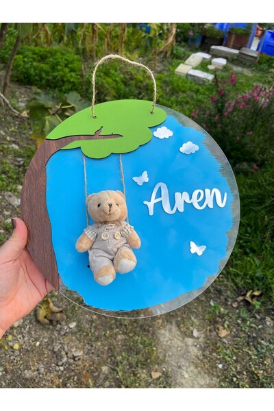 NaturessCo نموذج دمية دب هزازة من البليكسي زجاج لتزيين باب غرفة الأطفال في المستشفى للأطفال حديثي الولادة