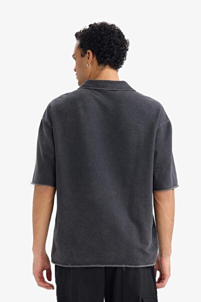 DeFacto Loose Fit Polo Neck Printed Short Sleeve T-Shirt G4429Ax25Wn