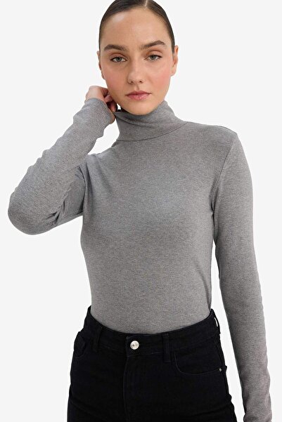 DeFacto Slim Fit Slim Fit Half Turtleneck Ribbed Long Sleeve T-Shirt G6608Ax25Wn