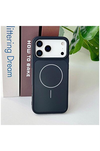 Zebana Apple iPhone 17 Pro Uyumlu Kılıf Elista M-Safe Silikon Kılıf Siyah