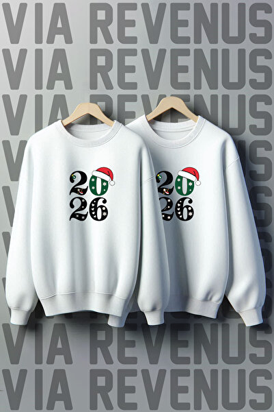Vordevia 2026 New Year Printed Crew Neck 3 Thread Fleece-Lined Wide Fit Lover Combination Sweatshirt