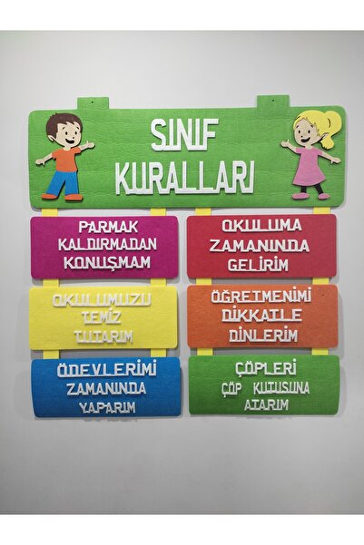damlakidsmoda Sınıf kuralları sınıf panosu kalın keçeden