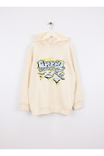 Benetton cu imprimeu Hanorac crem pentru băieți 3J73C205C