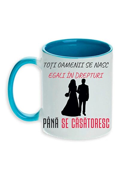 CRD PRINT Personalized ceramic mug with 'All people are born equal...' print, 330 ml, light blue