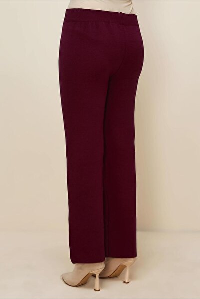 TRENDTESETTÜR Women's Burgundy Knitwear Pants t 3844