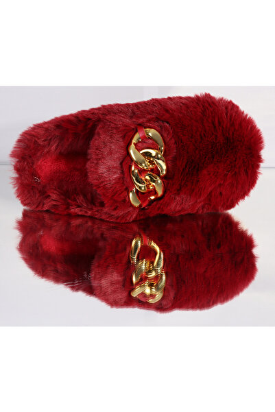 OEM Women's Slippers - Fluffy with Gold Buckle, Size 36-37, Grena