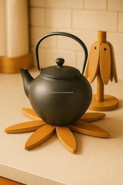 STOREMAX Bambu Seti, 2’li, Standlı, Katlanır Tasarım, Bardak ve Tencere Altlığı, Dayanıklı Mutfak Nihalesi, D