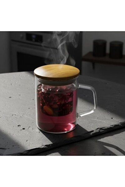 Yıldızan Bamboo Lid Glass Strainer Mug 350 ml |   Herbal Tea, Brew Tea and Co...