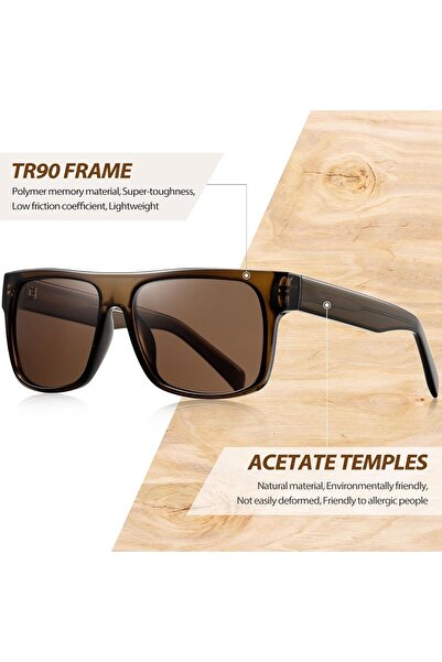 Joopin Stylish Flat Top Acetate Sunglasses for Men & Women — Polarized UV400