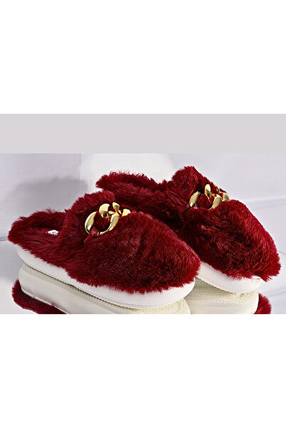 OEM Women's Slippers - Fluffy with Gold Buckle, Size 36-37, Grena