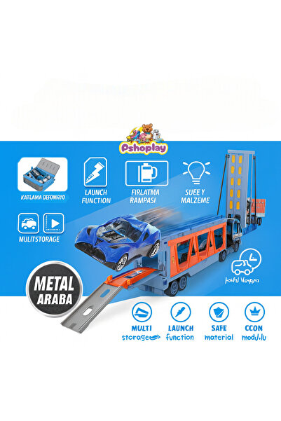 Pshoplay Metal Car Set with Container Box Launcher Function – Multiple Storag...