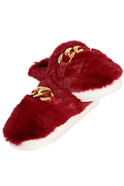 OEM Women's Slippers - Fluffy with Gold Buckle, Size 36-37, Grena