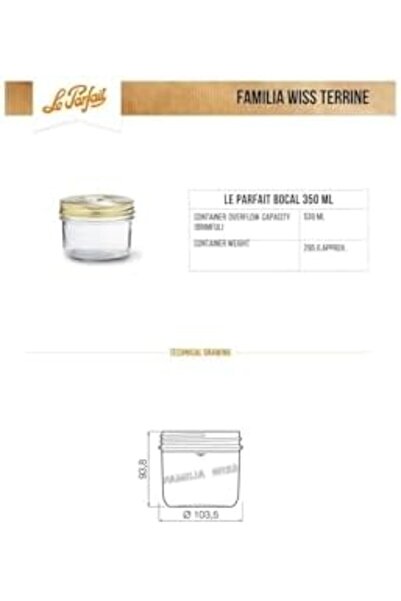 Yıldızan Le Parfait Familia Glass Jar with Leakproof Lid 350ml 1166718