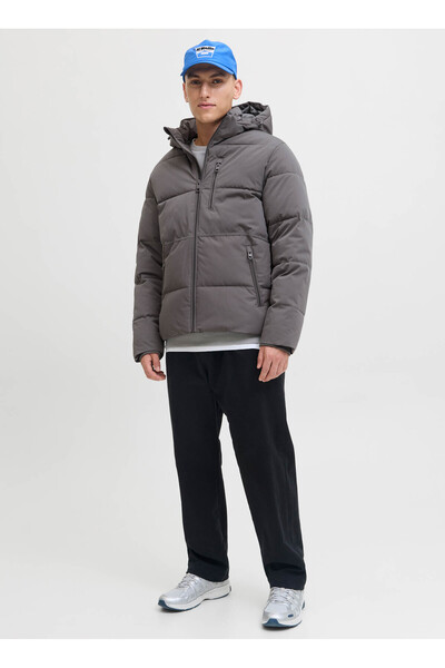 Jack & Jones Γκρι ανδρικό παλτό 12278792_JJEOWEN PUFFER SN