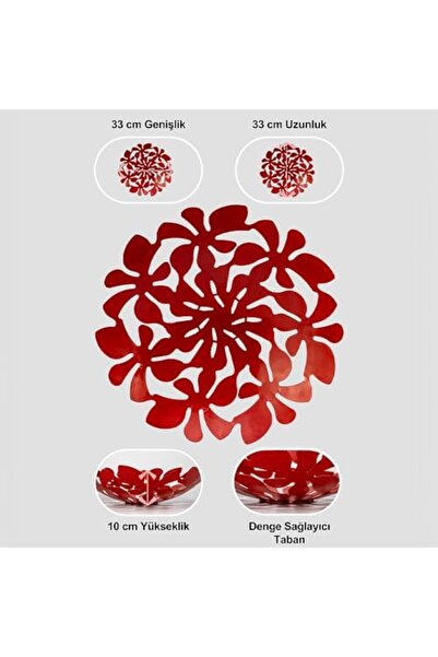Yıldızan Lin Metal Daisy Dekoratif Tabak, Meyvelik 33 Cm Ln1246R 1153473