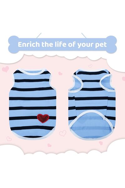 Preferhouse Pet Dog Striped T-Shirt - Cotton Vest (Medium, Blue-Vest)