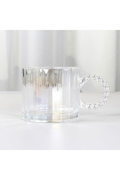 Yıldızan Crystal Glass Cup Set, 300ml, 6 Pieces, with Beaded Handles 1153473
