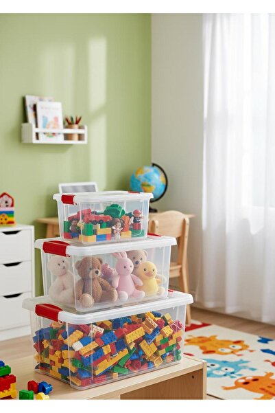 Okyanus Home Fresh Click Storage Container 3-Piece Transparent 9, 5 and 2.5 Lt