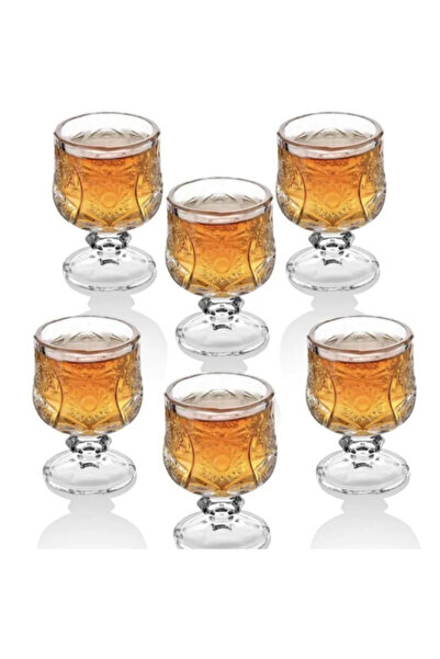 ABYZ Set of 6 Glasses with Decorative Stem Elegant Vintage Embossed Model 150ml for Liquor and Aperitifs