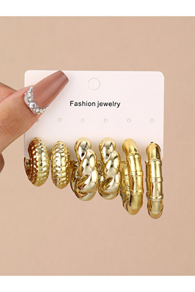 Take Two By Styli مجموعة من 3 أقراط ذهبية دائرية