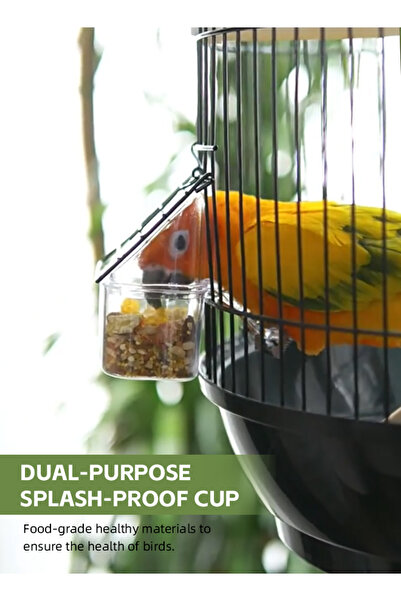 Ammar Space Round Bird Cage for Small Birds - Black