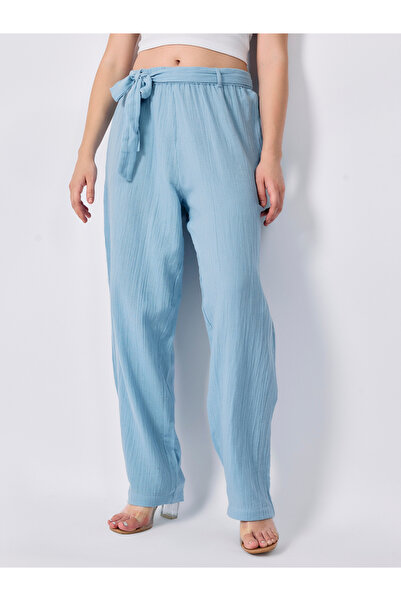 Outzidr By Styli Blue Regular Fit Textured Pants