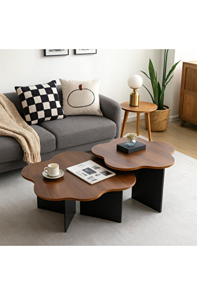 Modern shop Modern two-piece table set with a unique flower design, perfect for living rooms, offices, and cafes.