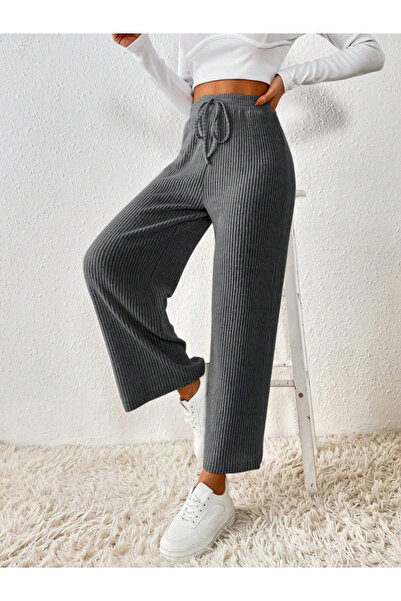 Take Two By Styli Textured Solid Elastic Drawstring Waist Pants