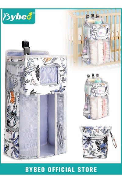 BYBEO منظم حفاضات الأطفال المعلق من قطعتين مع حقيبة تخزين حفاضات، وصندوق حفاض...
