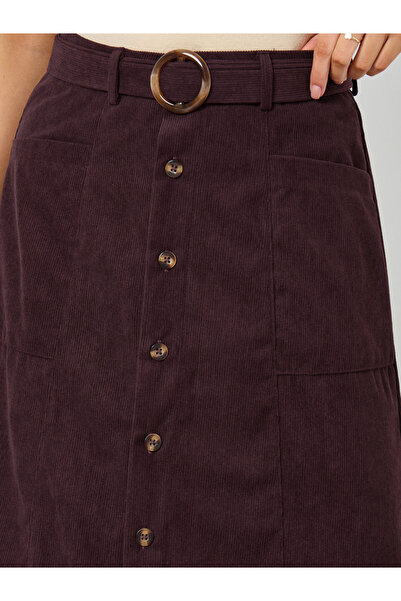 Styli Corduroy Maxi Skirt with Self-Belt