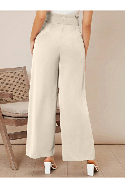 Take Two By Styli Off White High Rise Wide Leg Trousers