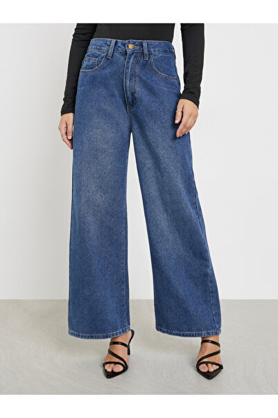 Styli Mid Wash Wide Leg Jeans