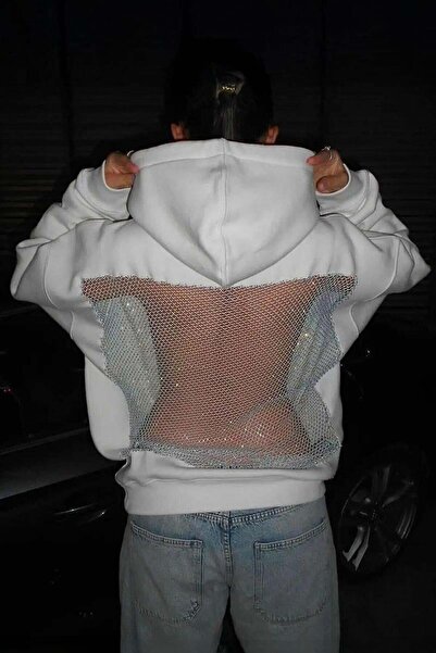 Karakedi Rochie albă cu plasă pe spate, transparentă, cu glugă Swea tricou