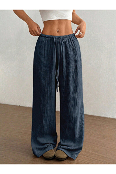 Take Two By Styli Textured Elastic Drawstring Waist Wide Leg Pants